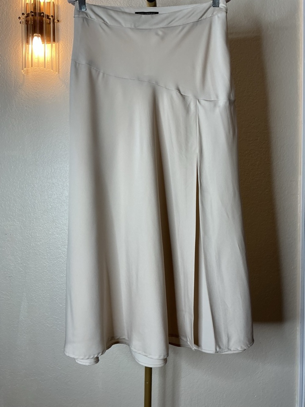 A Cream A-Line Midi Skirt